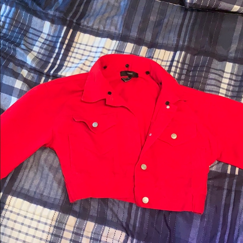 red jean jacket from forever 21